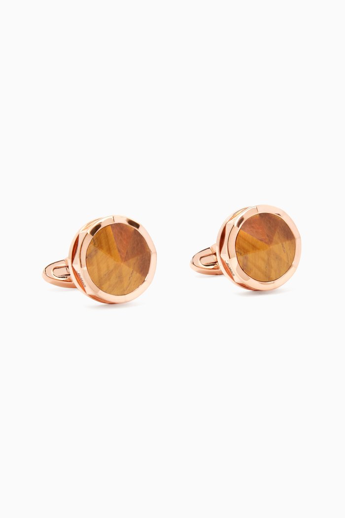 

Nero Uno Tiger Eye Cufflinks in Stainless Steel, Rose gold