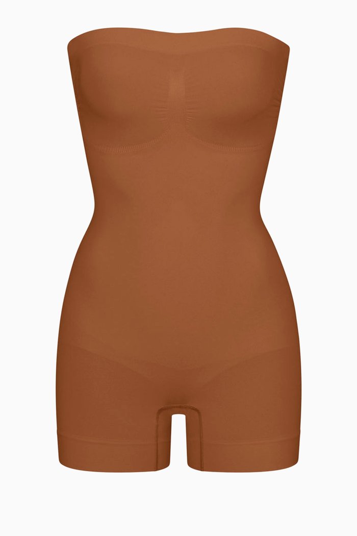 

Seamless Sculpt Strapless Mid Thigh Bodysuit, Metallic
