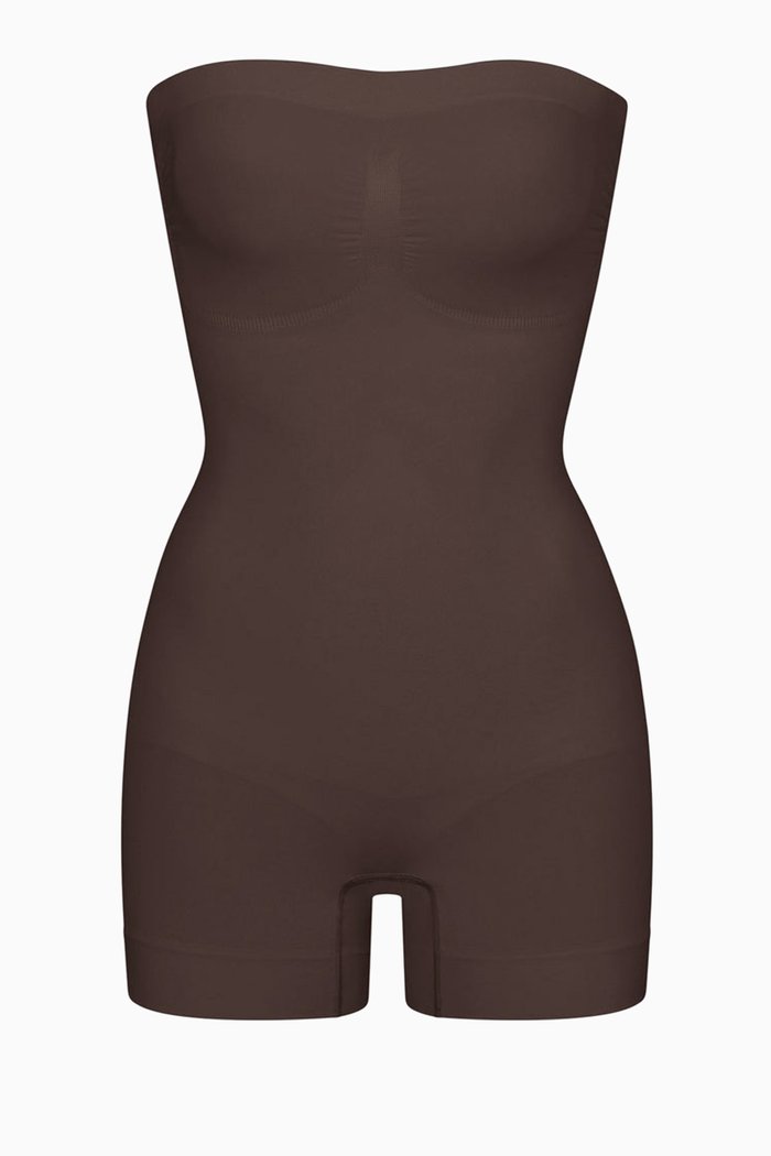 

Seamless Sculpt Strapless Mid Thigh Bodysuit, Brown