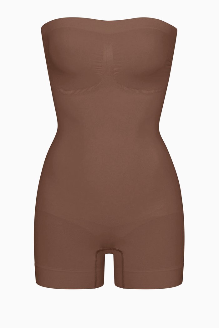 

Seamless Sculpt Strapless Mid Thigh Bodysuit, Red