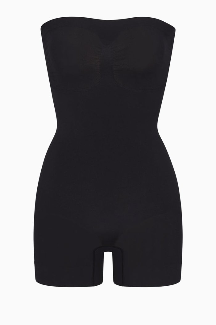 

Seamless Sculpt Strapless Mid Thigh Bodysuit, Black