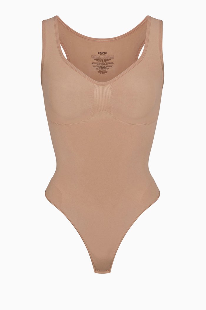 

Seamless Sculpt Scoop Neck Thong Bodysuit, Brown