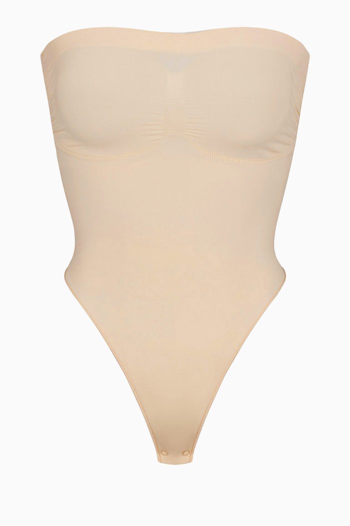 

Seamless Sculpt Strapless Thong Bodysuit, Neutral