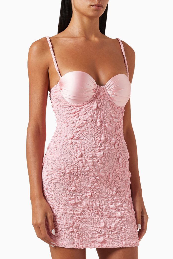 

Paloma Mini Dress in Crinkled-jacquard, Pink