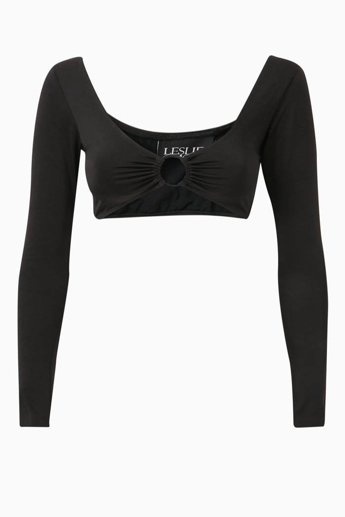 

Toghzan Crop Top in Nylon, Black