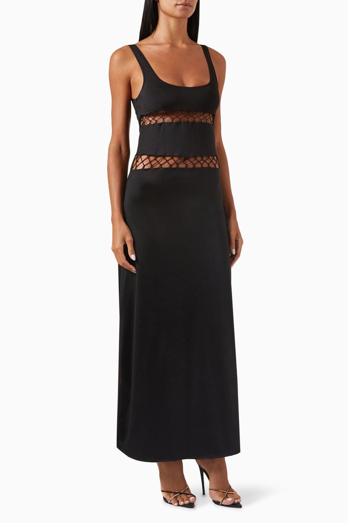 

Donatella Maxi Dress in Satin, Black