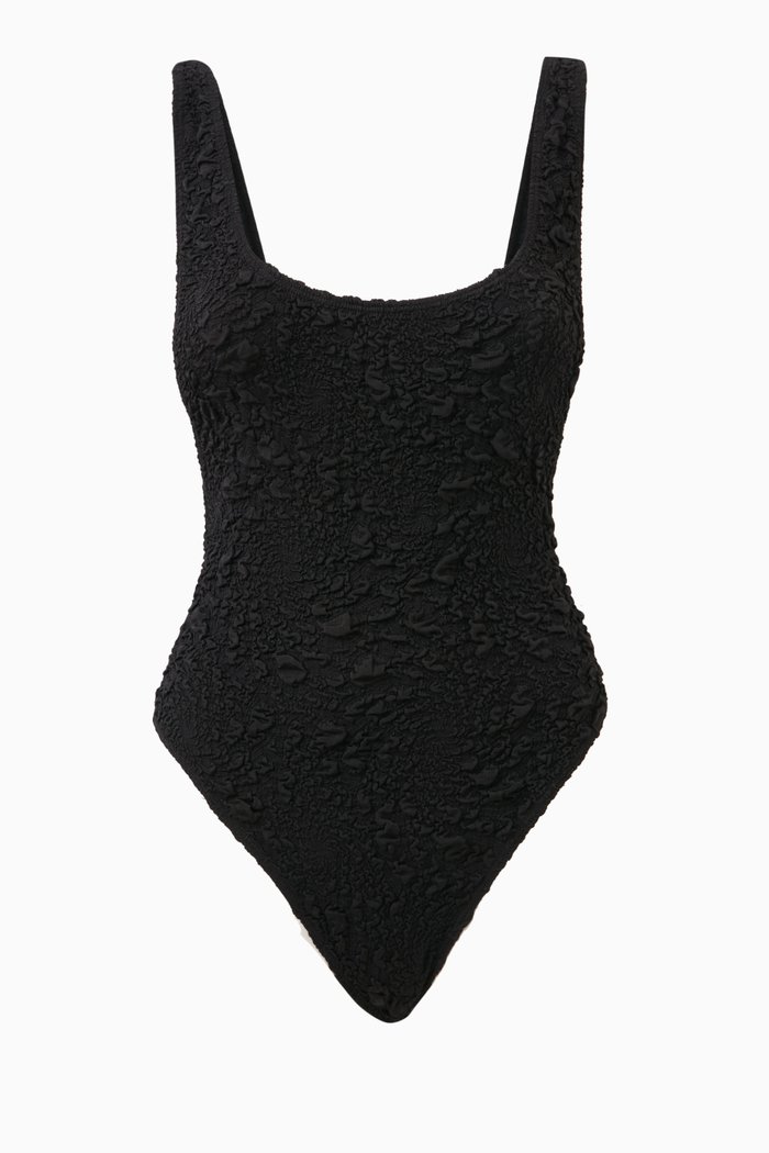

Cindy One-piece Swimsuit in Crinkled-jacquard, Black