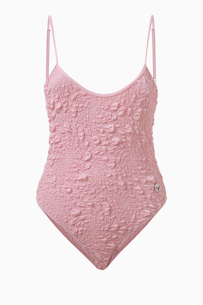 

Jenny One-piece Swimsuit in Crinkled-jacquard, Pink