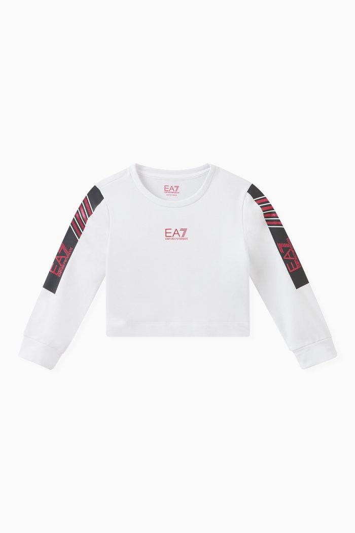 Logo Print Sweatshirt in Cotton Blend, White