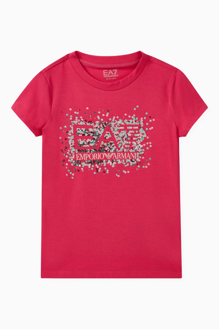 

Sequin Logo T-shirt in Cotton Jersey, Pink