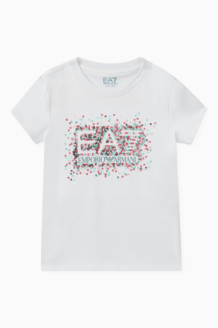 

Sequin Logo T-shirt in Cotton Jersey, White