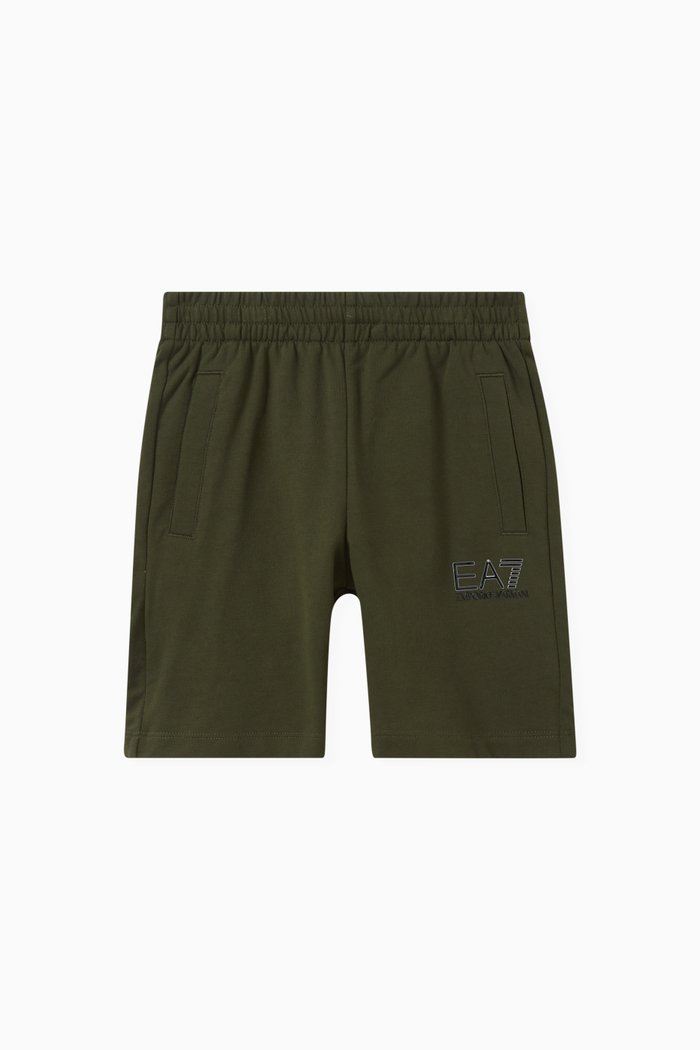 

EA7 Train Logo Bermuda Shorts in Cotton-jersey, Green