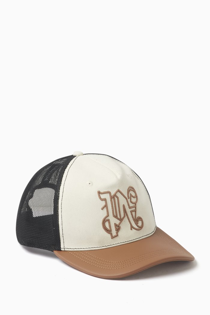 

Monogram Trucker Cap in Cotton & Mesh, Neutral