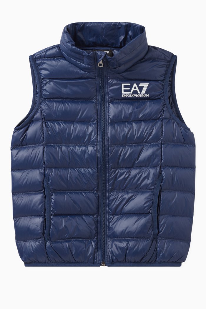 

EA7 Logo-print Quilted Vest in Polyamide, Blue