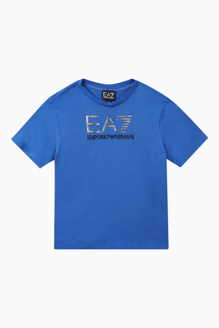 

EA7 Logo-print T-shirt in Cotton, Blue