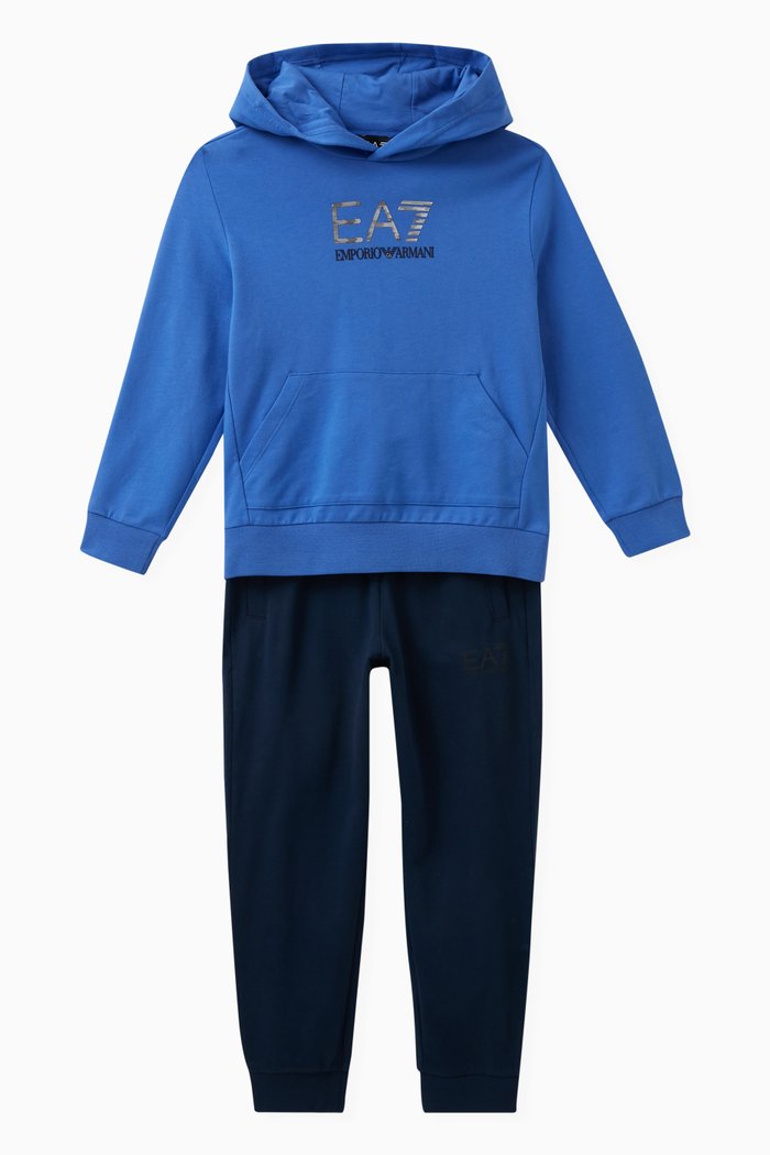 

EA7 Logo-print Tracksuit Set in Cotton, Blue