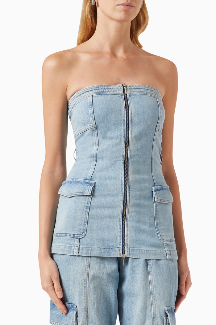 

Kota Bustier Top in Denim, Green