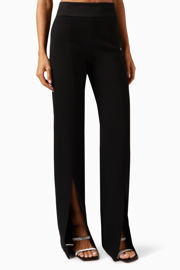 

Ariah Front Slit Pants in Acetate-blend, Black