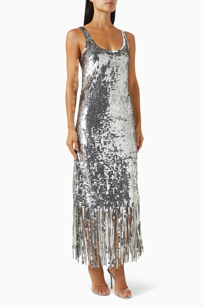 

Ayala Sequin Maxi Gown in Nylon, Silver