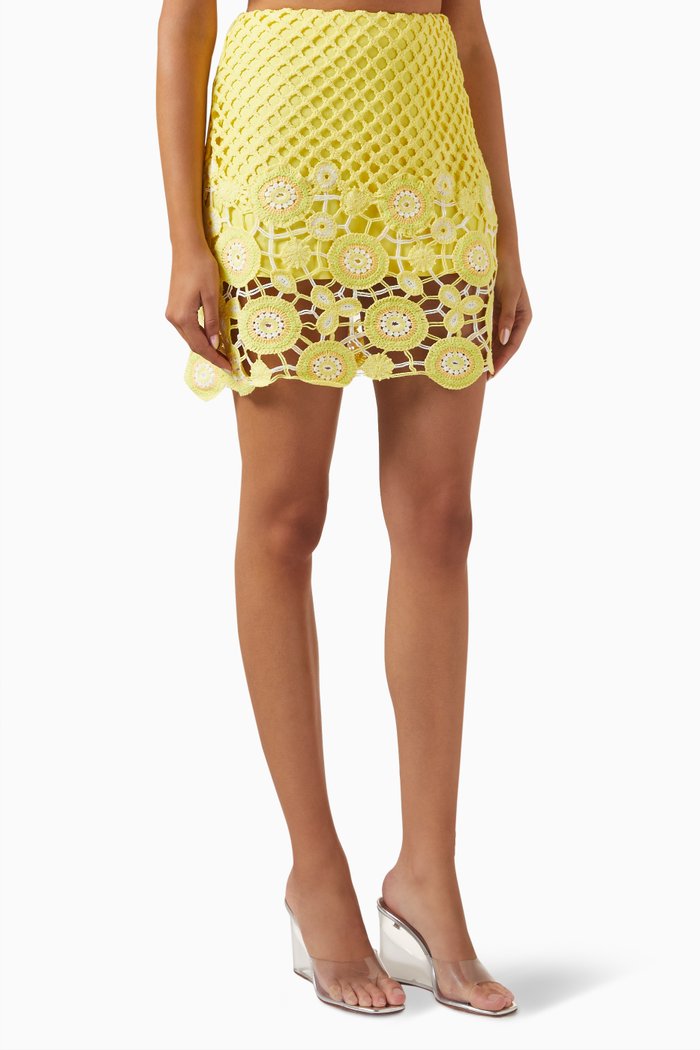 

Selma Embroidered Mini Skirt in Cotton, Yellow