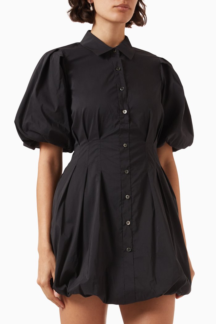 

Cleo Pleated Dress in Poplin, White