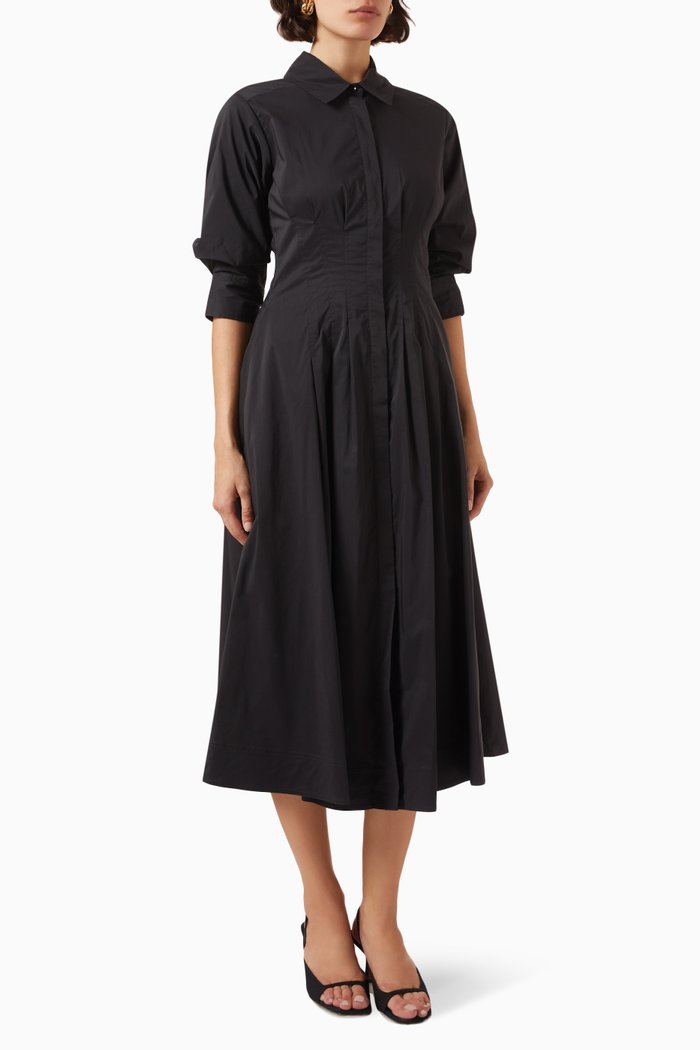 

Jazz Midi Dress in Poplin, Black