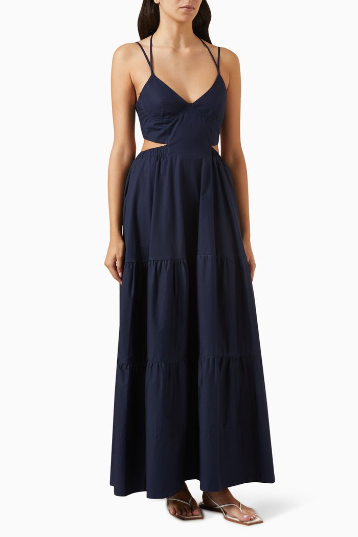 

Veronika Halter Maxi Dress in Cotton Poplin, Black