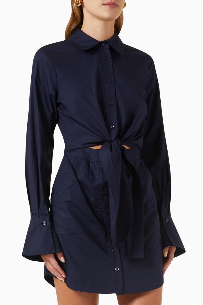 

Colbi Mini Shirt Dress in Cotton Poplin, Blue