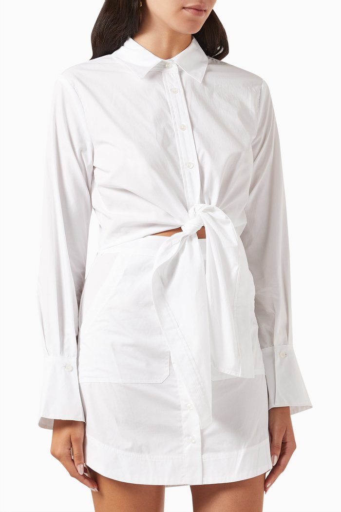 

Colbi Mini Shirt Dress in Cotton Poplin, White
