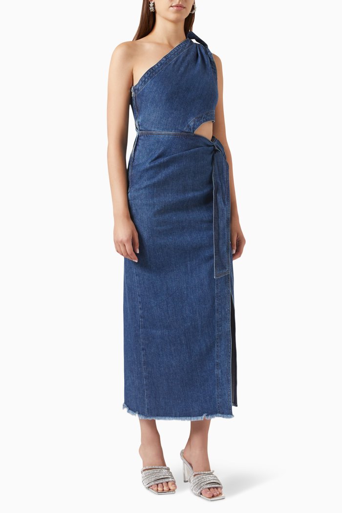 

Doran Midi Dress in Denim, Blue