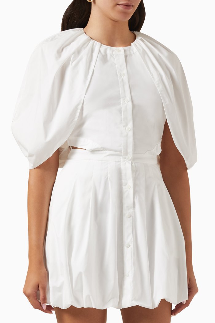 

Florentina Bubble Mini Dress in Cotton-poplin, White