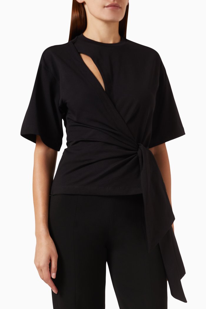 

Joline Wrap Tie T-Shirt in Jersey, Black