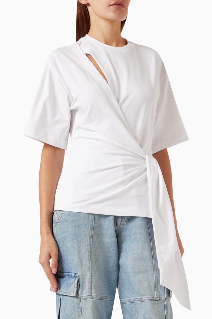 

Joline Wrap Tie T-Shirt in Jersey, White