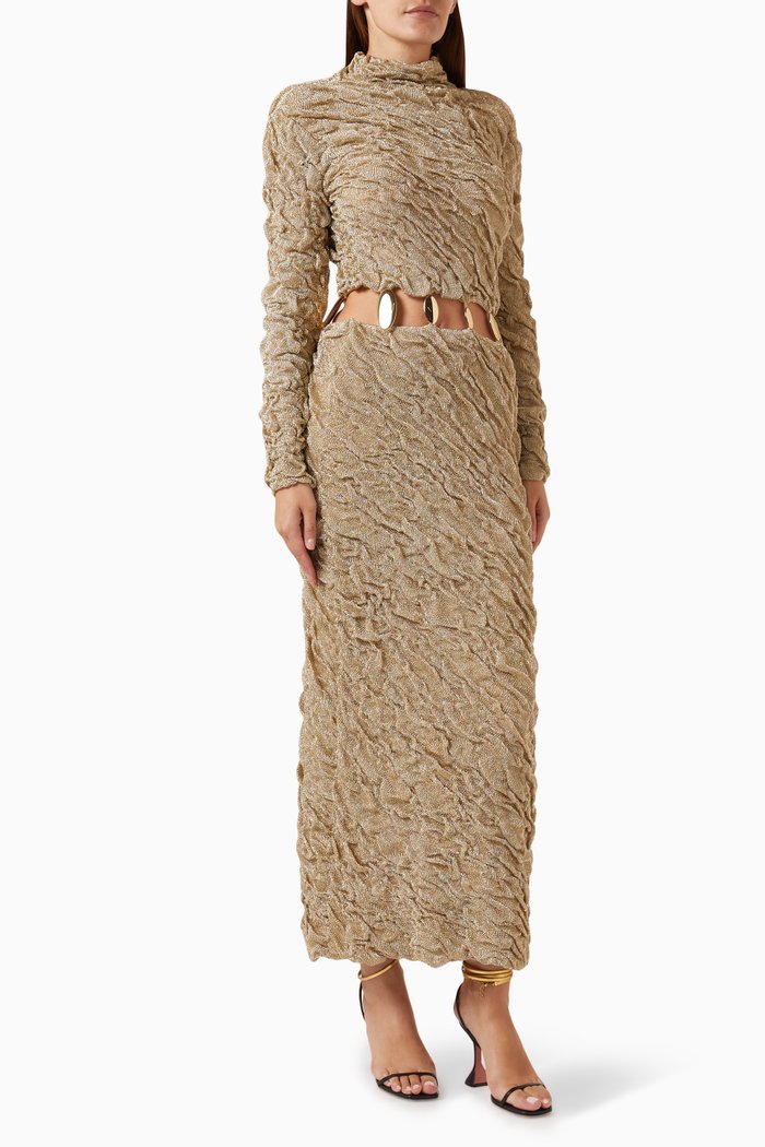 

Karissa Gown in Textured Mesh, Gold