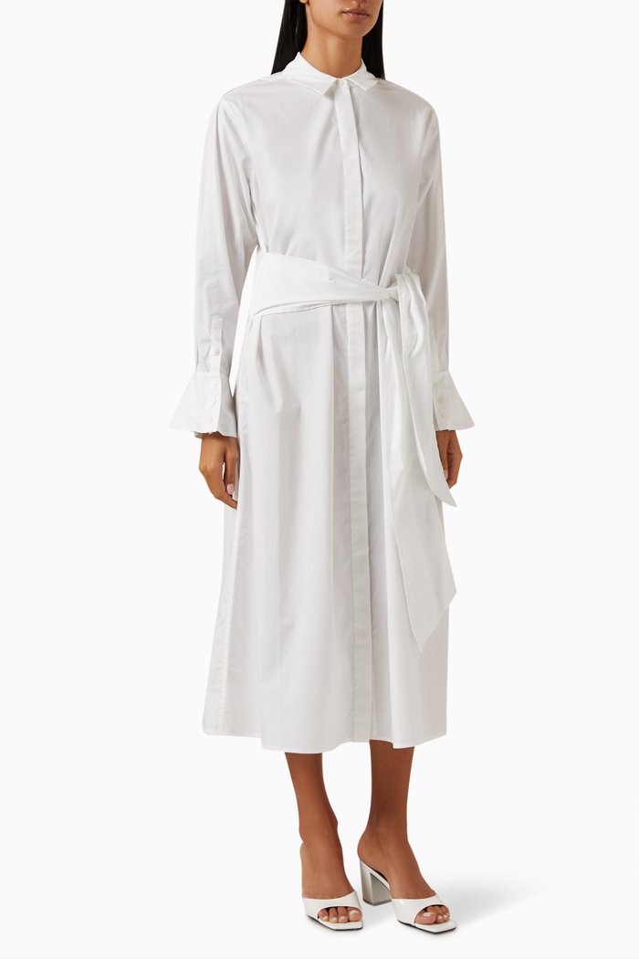 

Augustina Midi Shirt Dress in Cotton-poplin, White