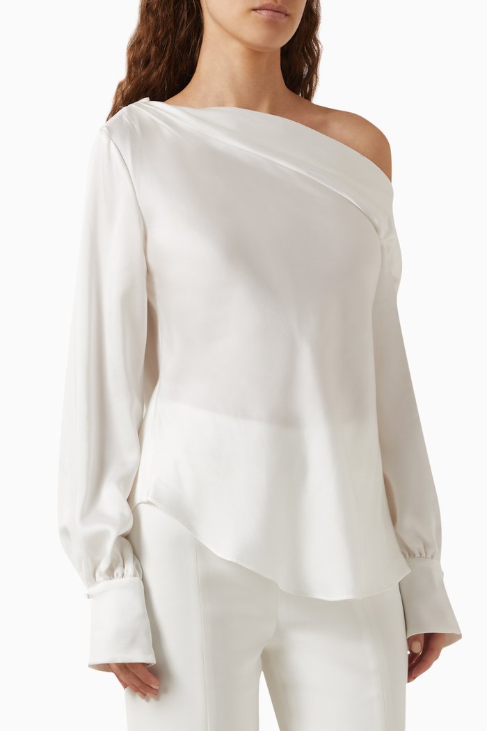 

Alice One-shoulder Top in Satin, White