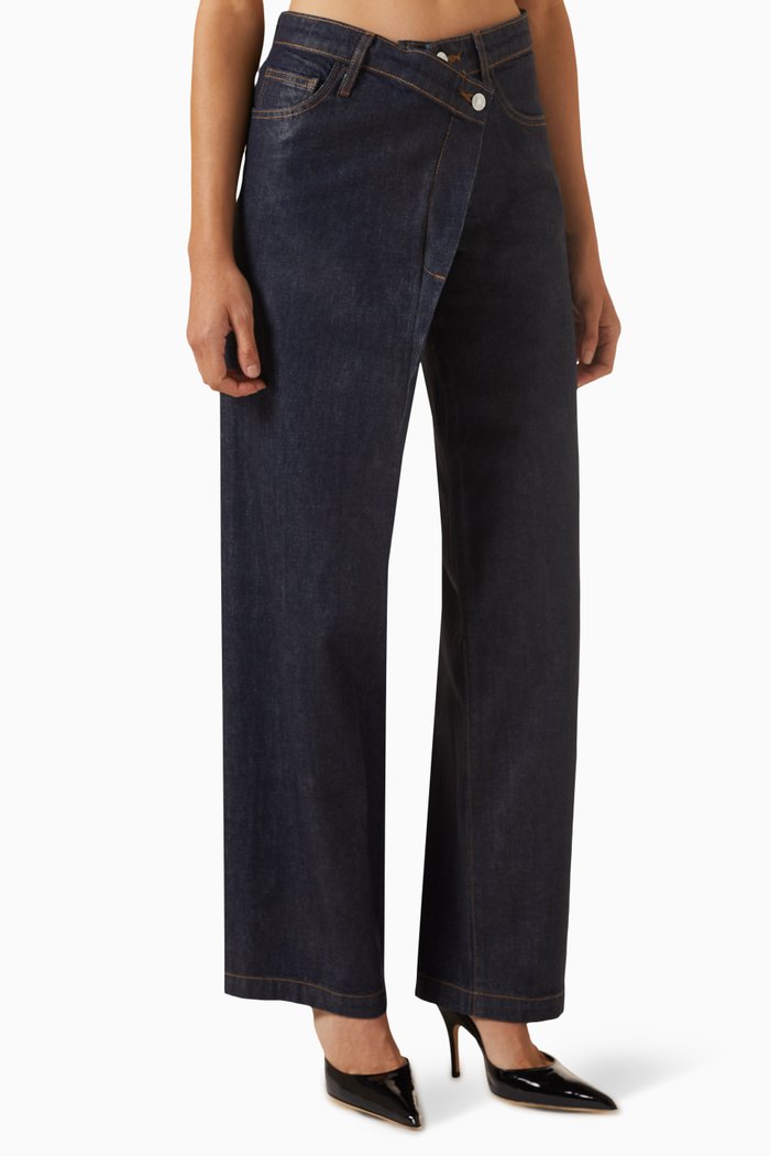 

Casey Overlap Wide-leg Jeans, Blue