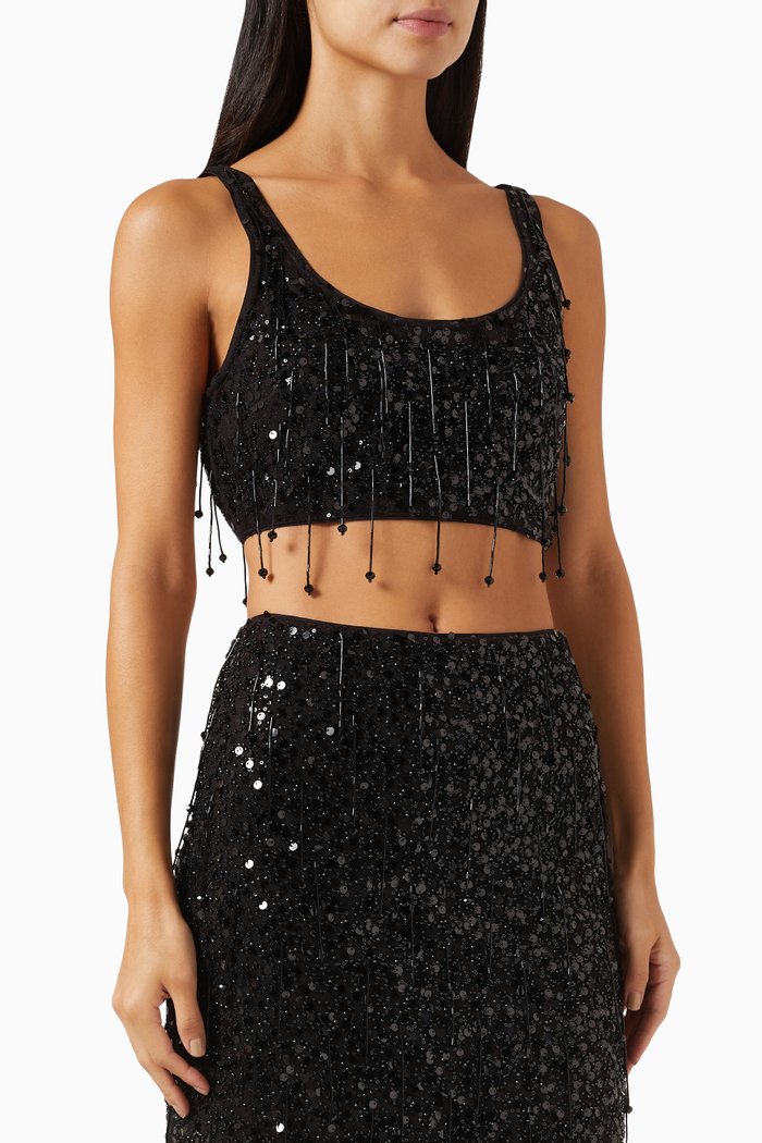 

Karlena Embellished Crop Top, Black