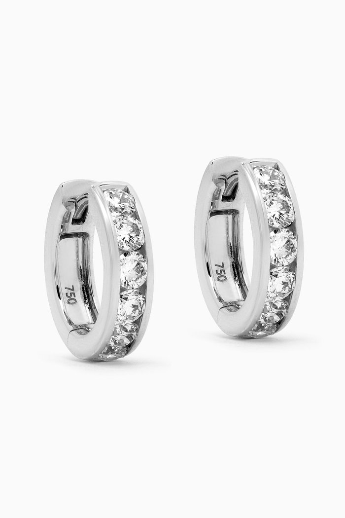 

Channel Set Diamond Huggies in 18kt White Gold