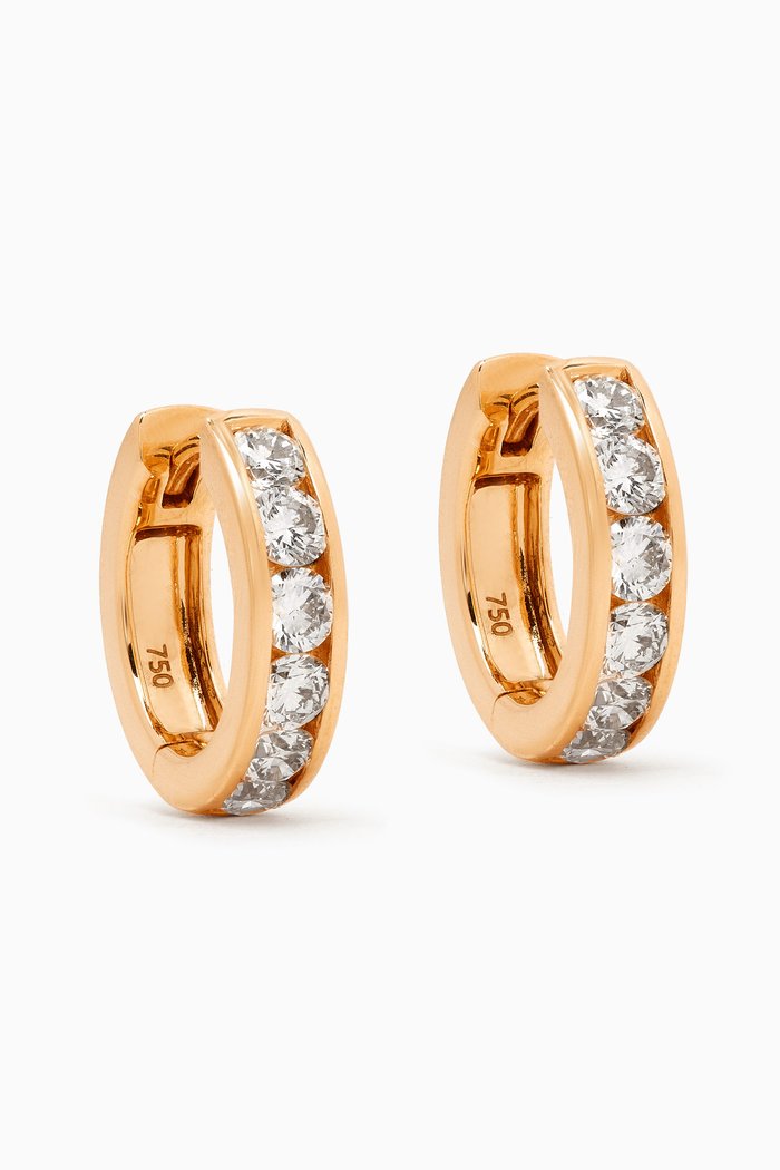 

Channel Set Diamond Huggies in 18kt Gold, White