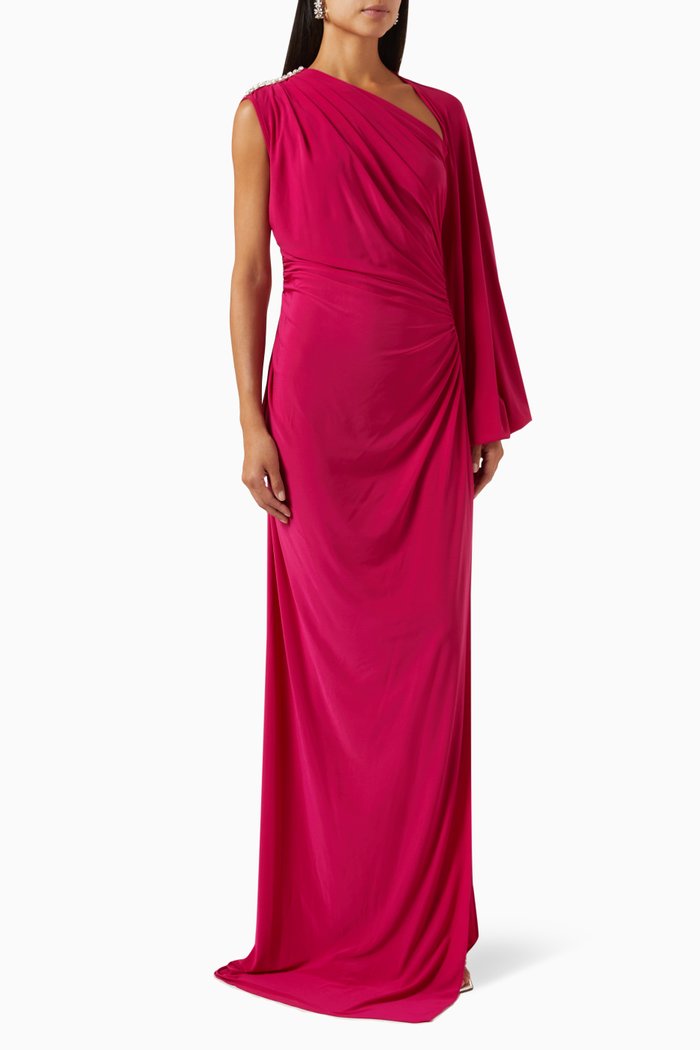 

One-shoulder Dress in Jersey, Pink