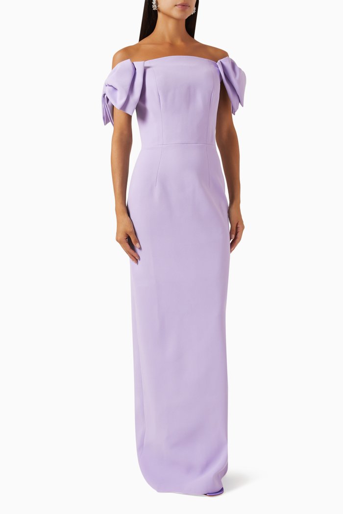 

Off-shoulder Dress in Crepe, Purple