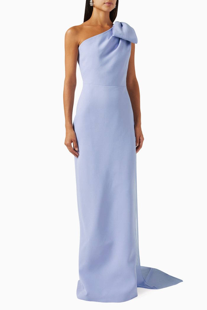 

One-shoulder Dress in Taffeta, Purple