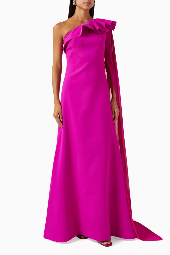 

One-shoulder dress in Crepe, Pink