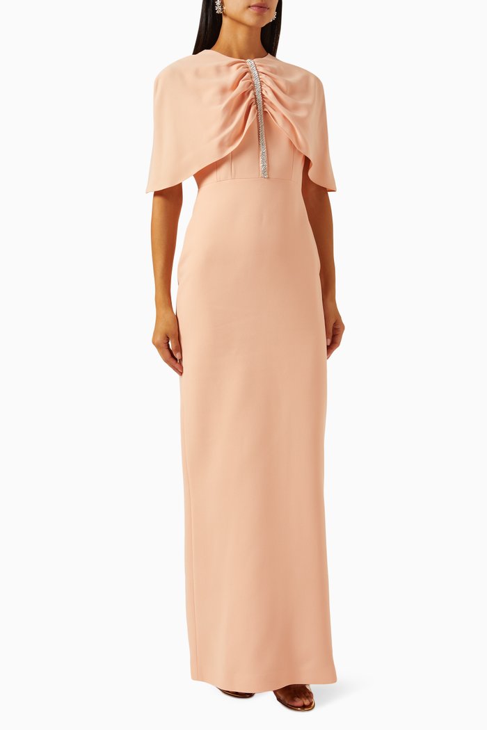 

Short Cape Dress in Crepe, Orange