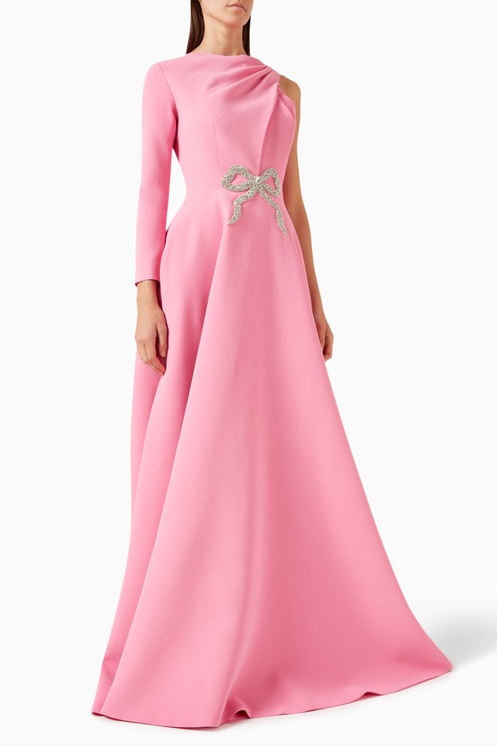 

One-shoulder Dress in Crepe, Pink