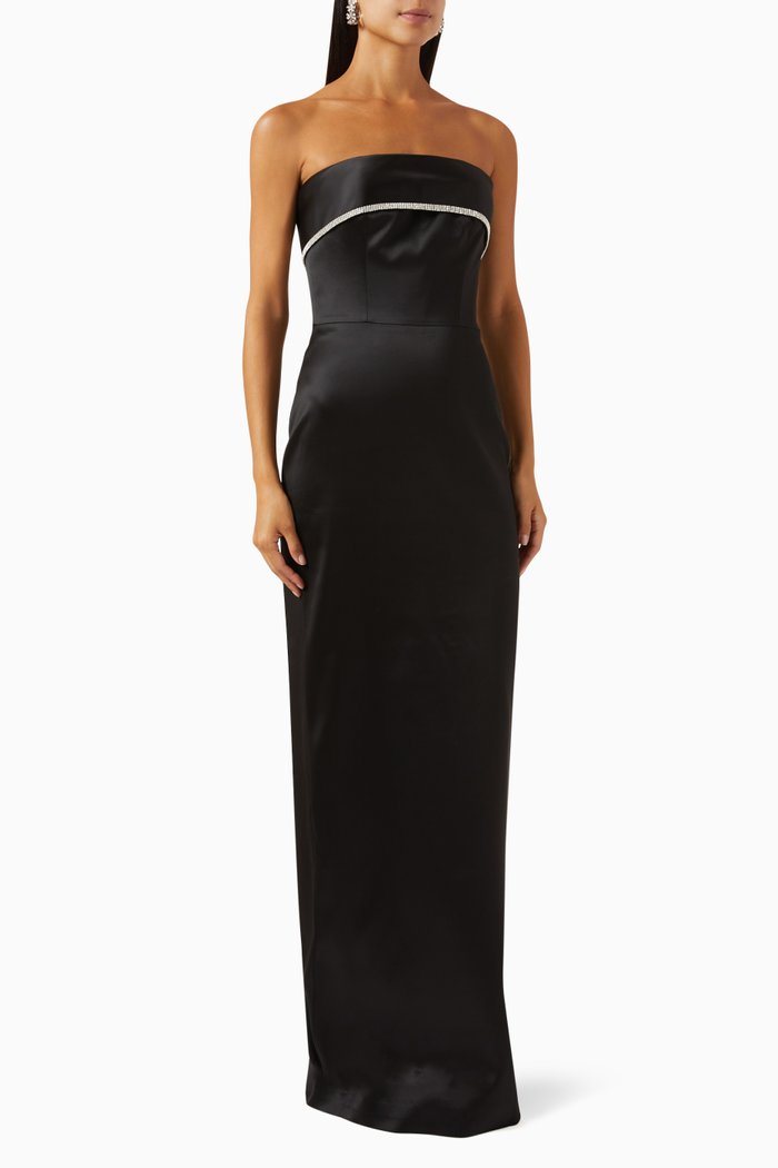 

Strapless Dress in Satin, Black