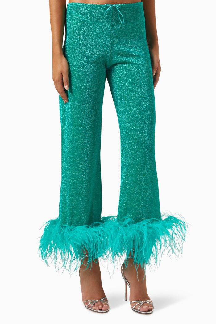 Lumière Plumage Pants in Lurex, Blue