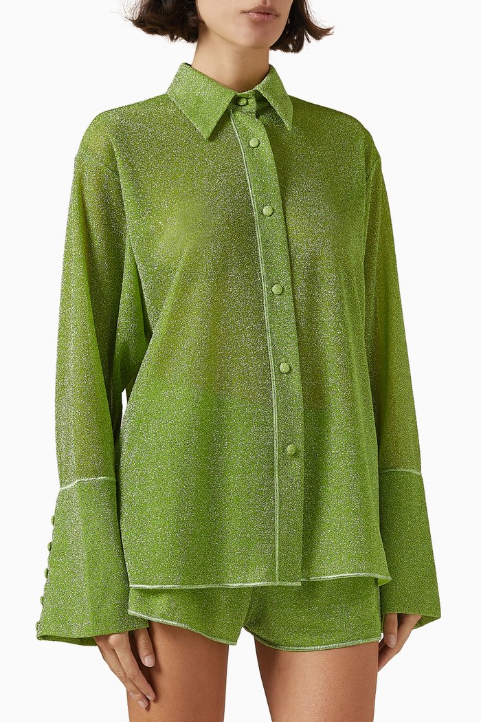 

Lumiere Shirt in Metallic Lurex, Green