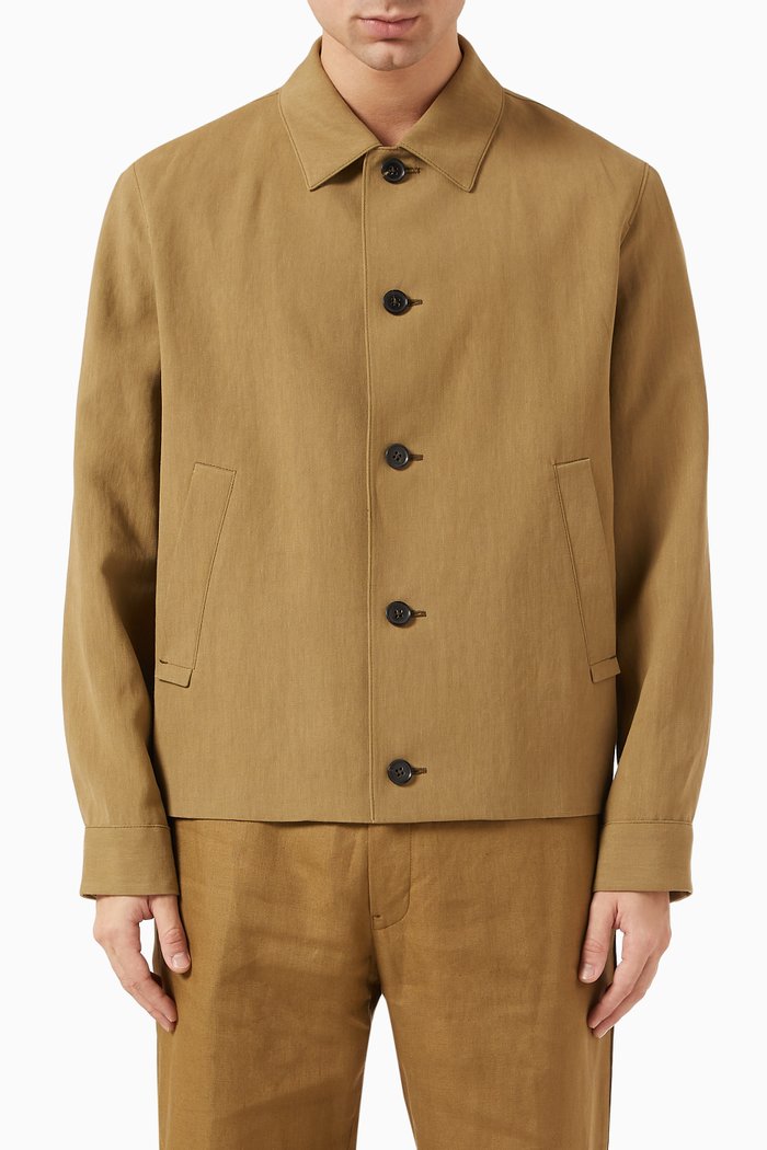 

Button-down Chore Jacket in Linen, Green